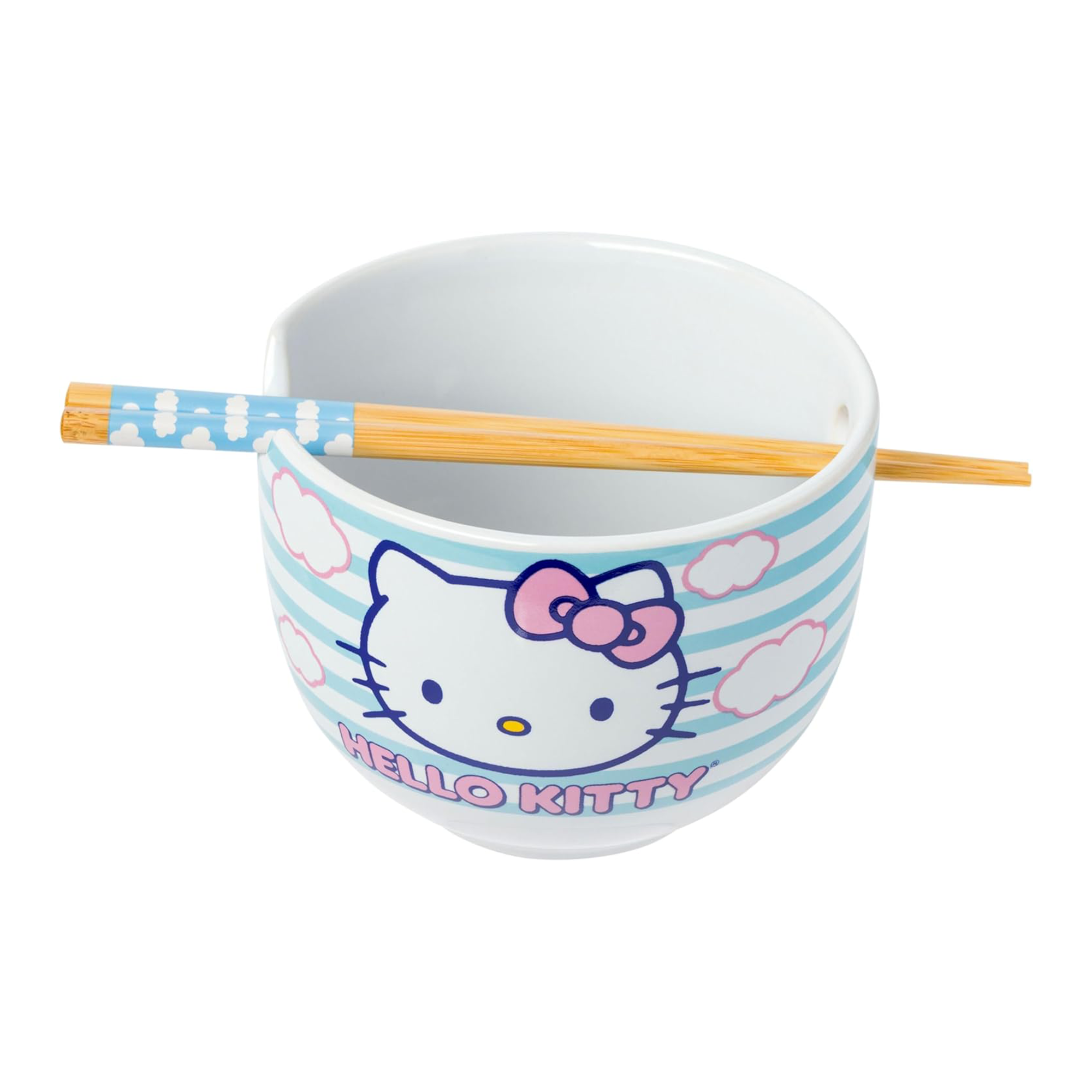 Hello Kitty Ceramic Ramen Bowl and Chopstick Set (Clouds) Home Goods Silver Buffalo   