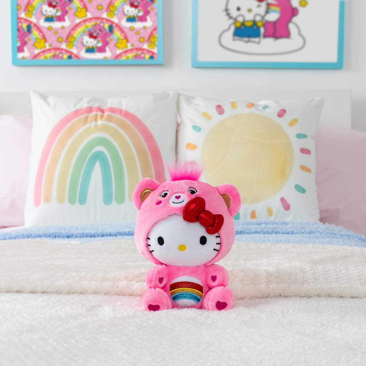 Hello Kitty x Care Bears 8&quot; Plush (Cheer Bear) Plush Basic Fun Inc   