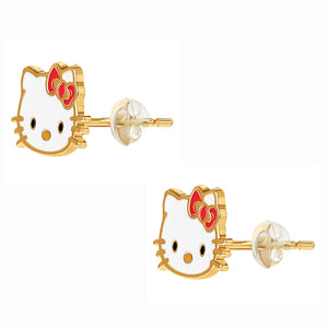 Hello Kitty 10K Yellow Gold Enamel Stud Earrings Jewelry JACMEL JEWELRY INC   