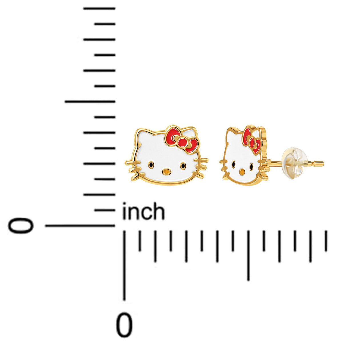 Hello Kitty 10K Yellow Gold Enamel Stud Earrings Jewelry JACMEL JEWELRY INC   