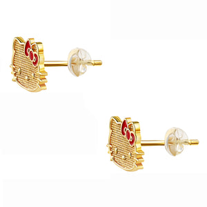 Hello Kitty 10K Yellow Gold Stud Earrings With Enamel Bow Jewelry JACMEL JEWELRY INC   