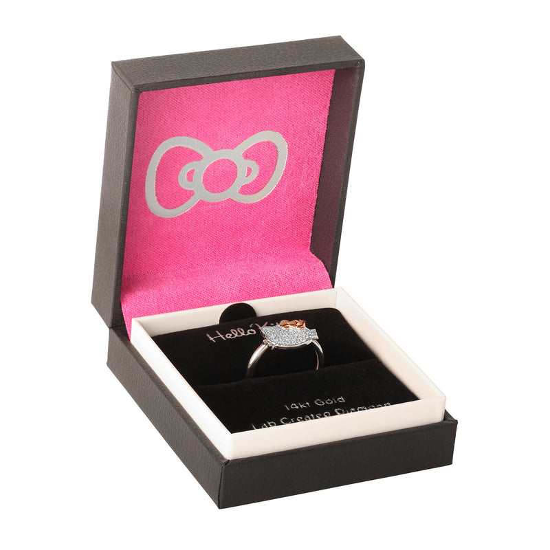 Hello Kitty 14K White Gold Pavé Diamond Ring (Size 7 Only)