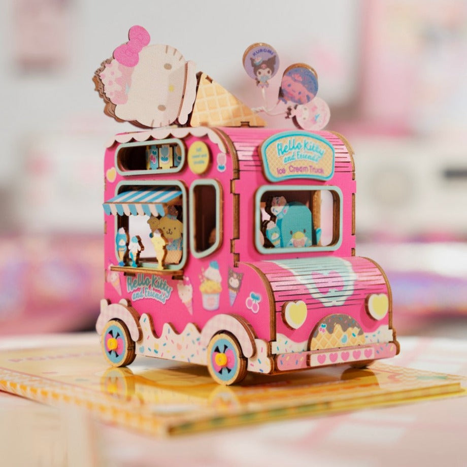 Hello Kitty and Friends Ice Cream Truck 3D Wooden Music Box Puzzle Toys&amp;Games Hands Craft   