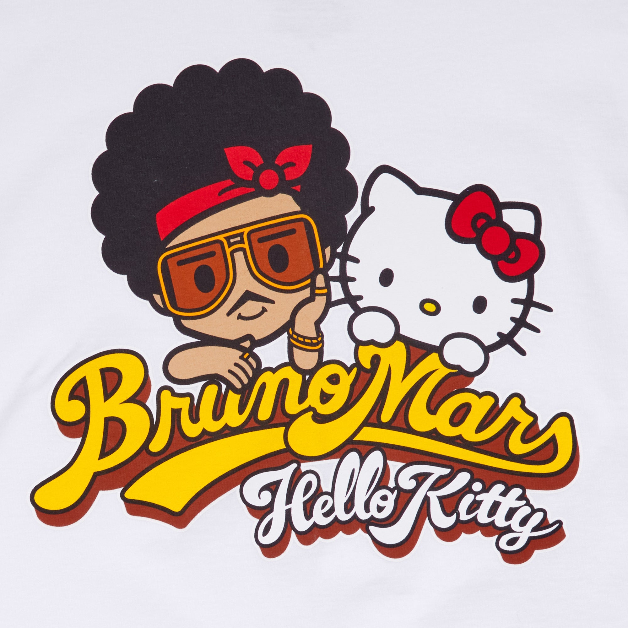 Hello Kitty x Bruno Mars Logo Script White Tee Apparel Banbury Capital