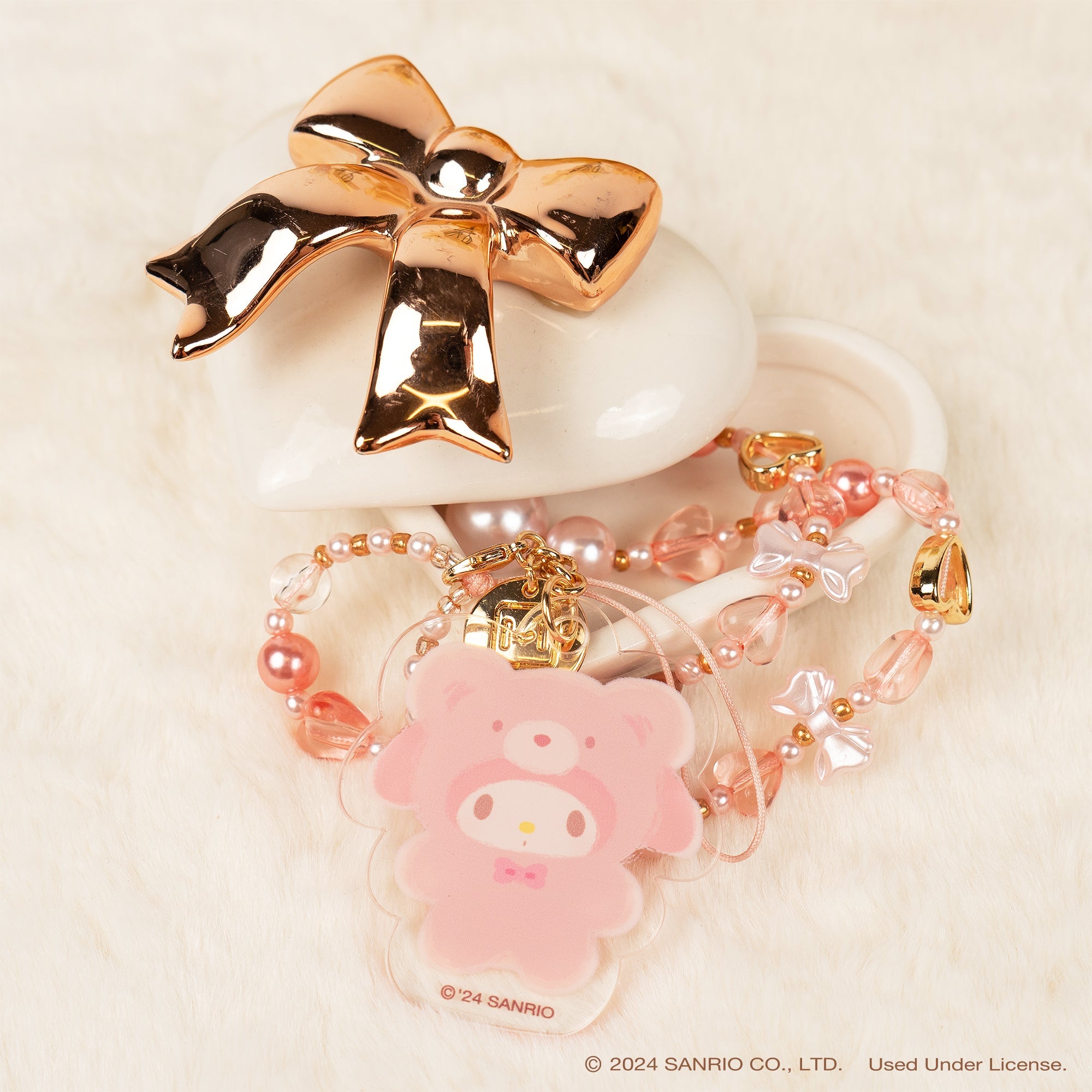 My Melody Latte Bear Beaded Charm Mobile Phone Wrist Strap Accessory Hamee.com - Hamee US   