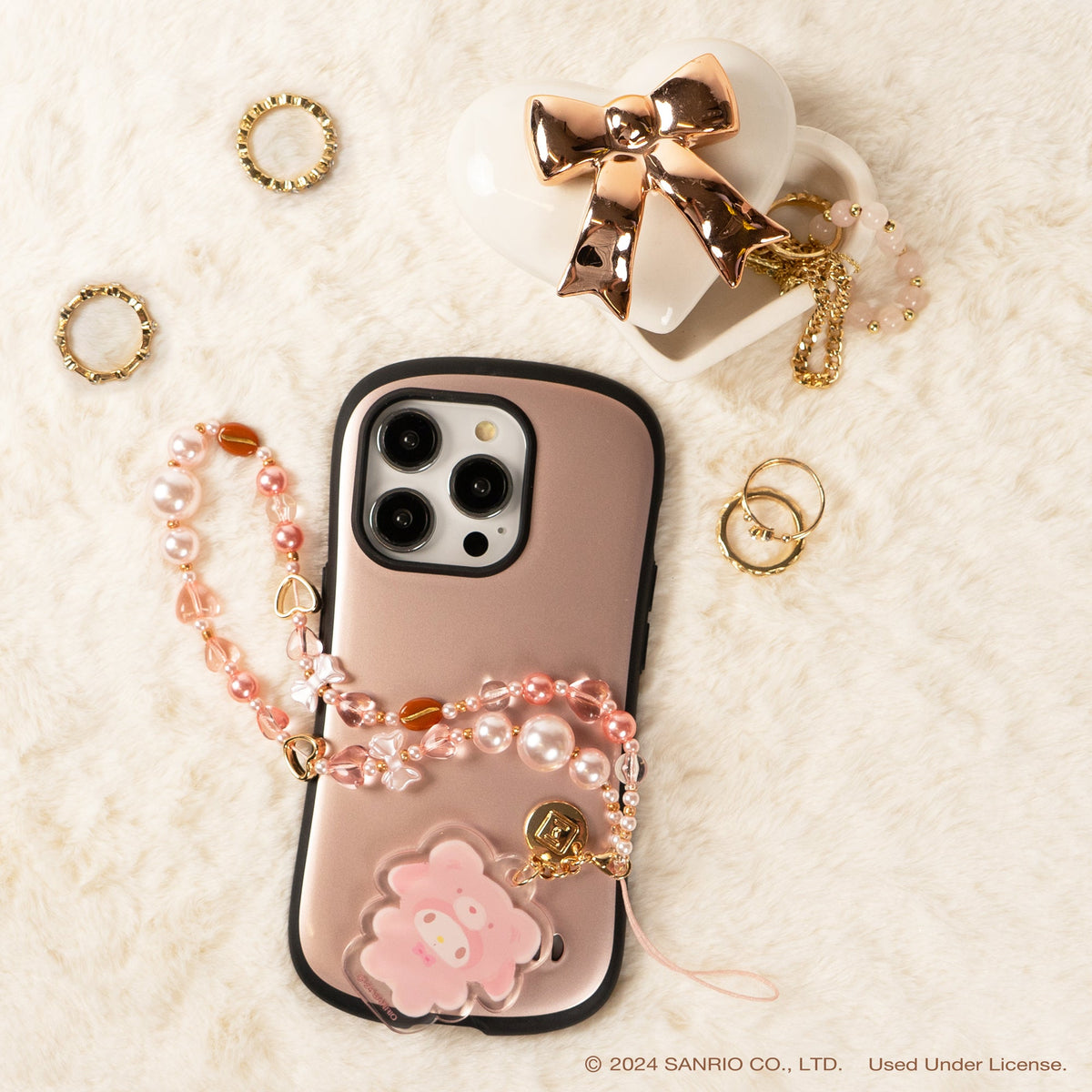 My Melody Latte Bear Beaded Charm Mobile Phone Wrist Strap Accessory Hamee.com - Hamee US   