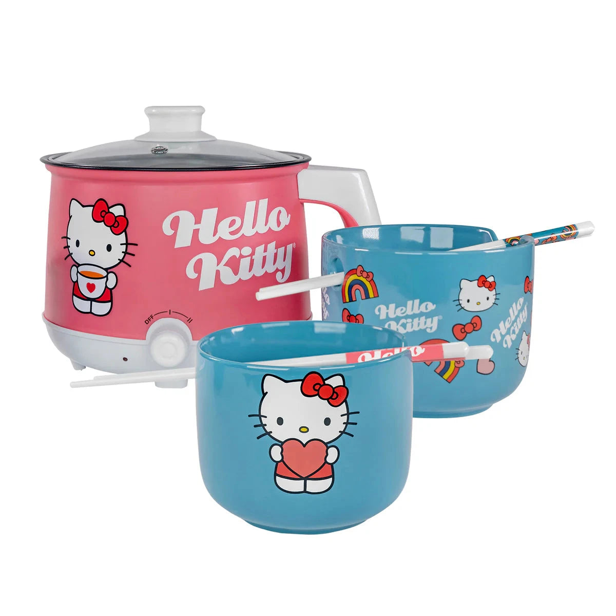 Hello Kitty Hot Pot with Ramen Bowls Set Home Goods Uncanny Brands LLC   