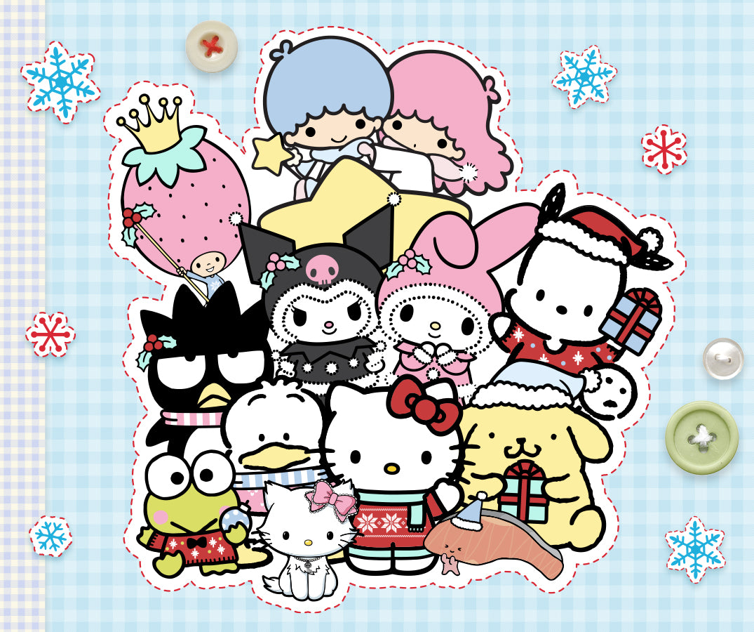 Image of Hello Kitty and Friends Holiday Artwork. 