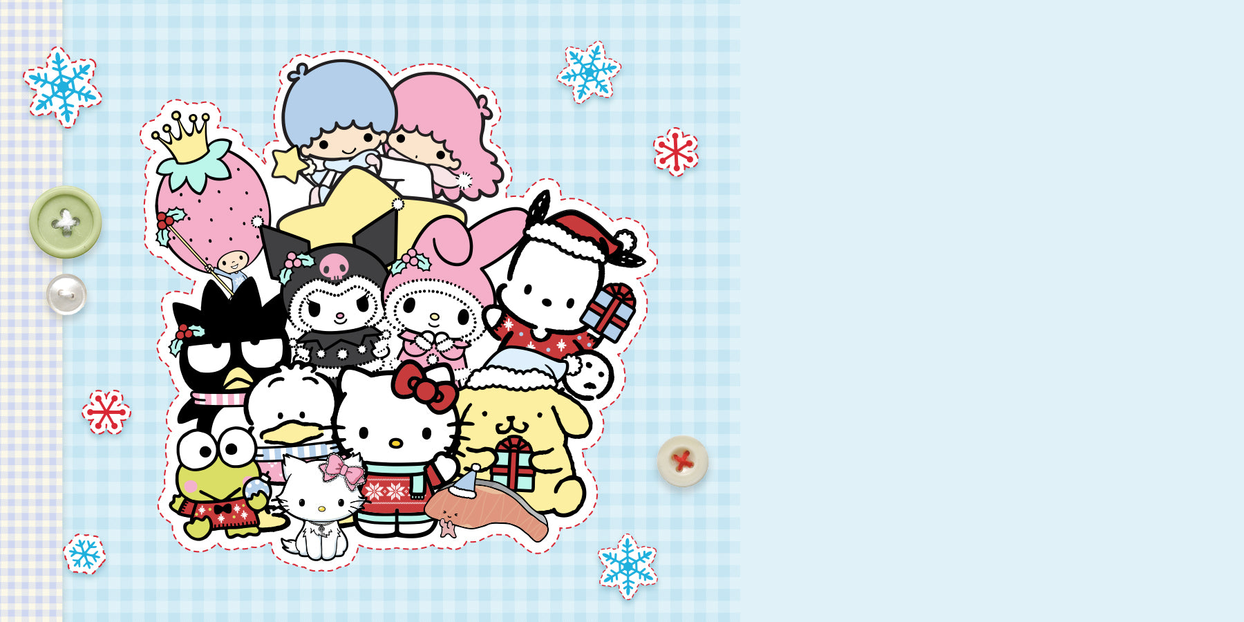 Image of Hello Kitty and Friends Holiday Artwork. 