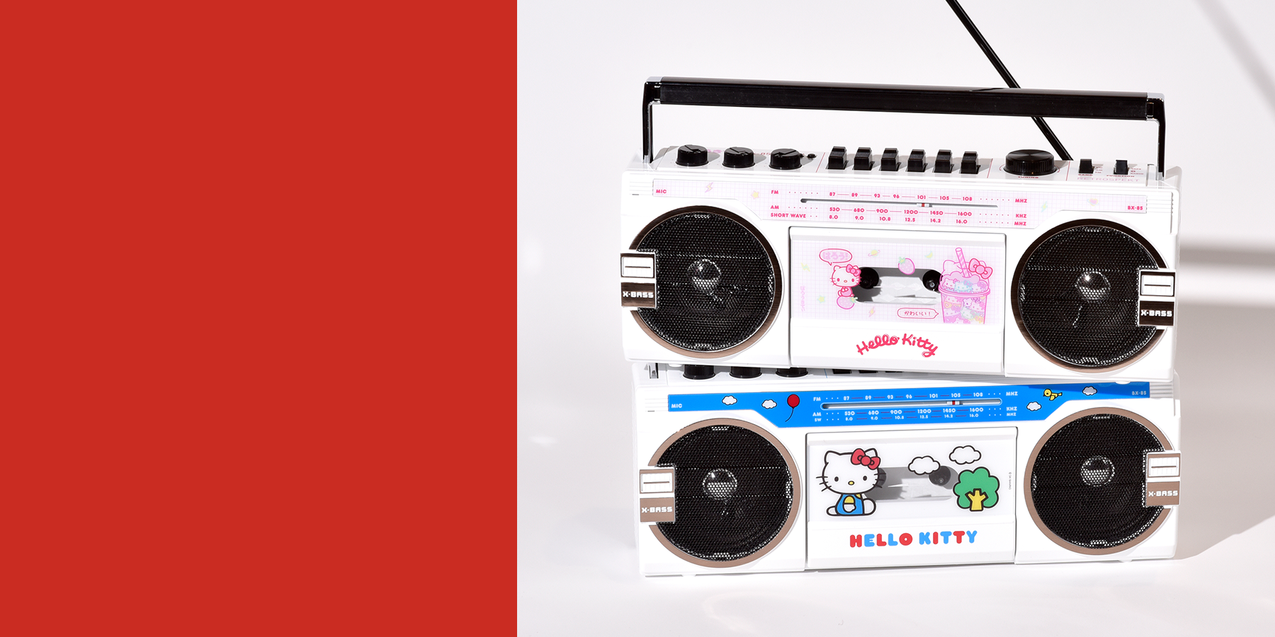 Image of Hello Kitty x Retrospekt Boomboxes.