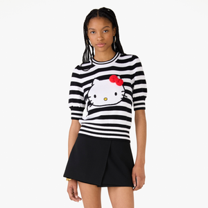 Hello Kitty x Kate Spade New York Striped Puff Sleeve Intarsia Sweater Apparel Kate Spade