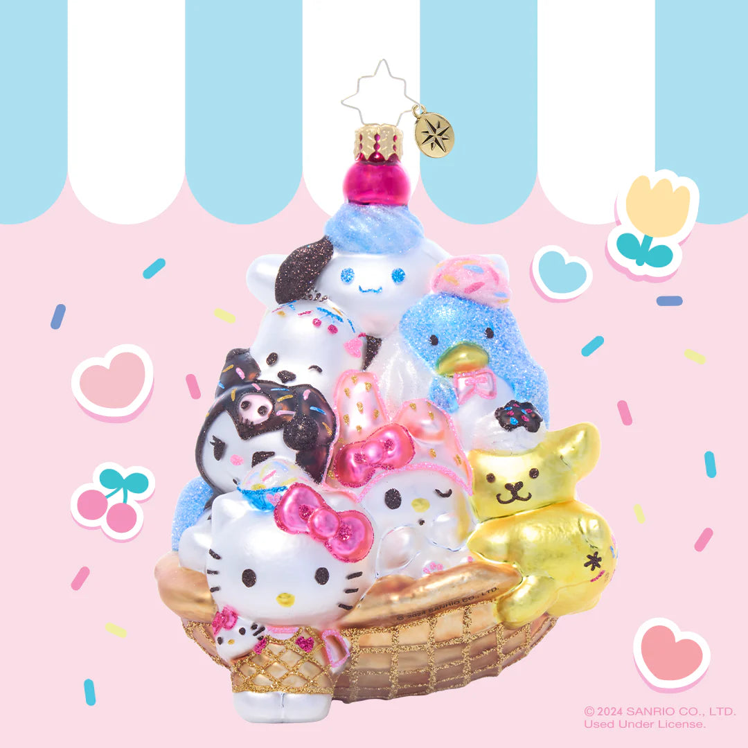 Hello Kitty and Friends x Christopher Radko Handmade Glass Ornament (Ice Cream Parlor) Seasonal RAUCH BRANDS   