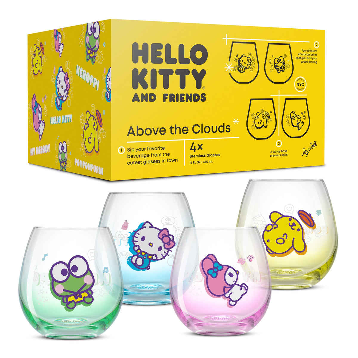 Hello Kitty and Friends Above the Clouds Stemless Glasses (Set of 4) Home Goods JoyJolt   