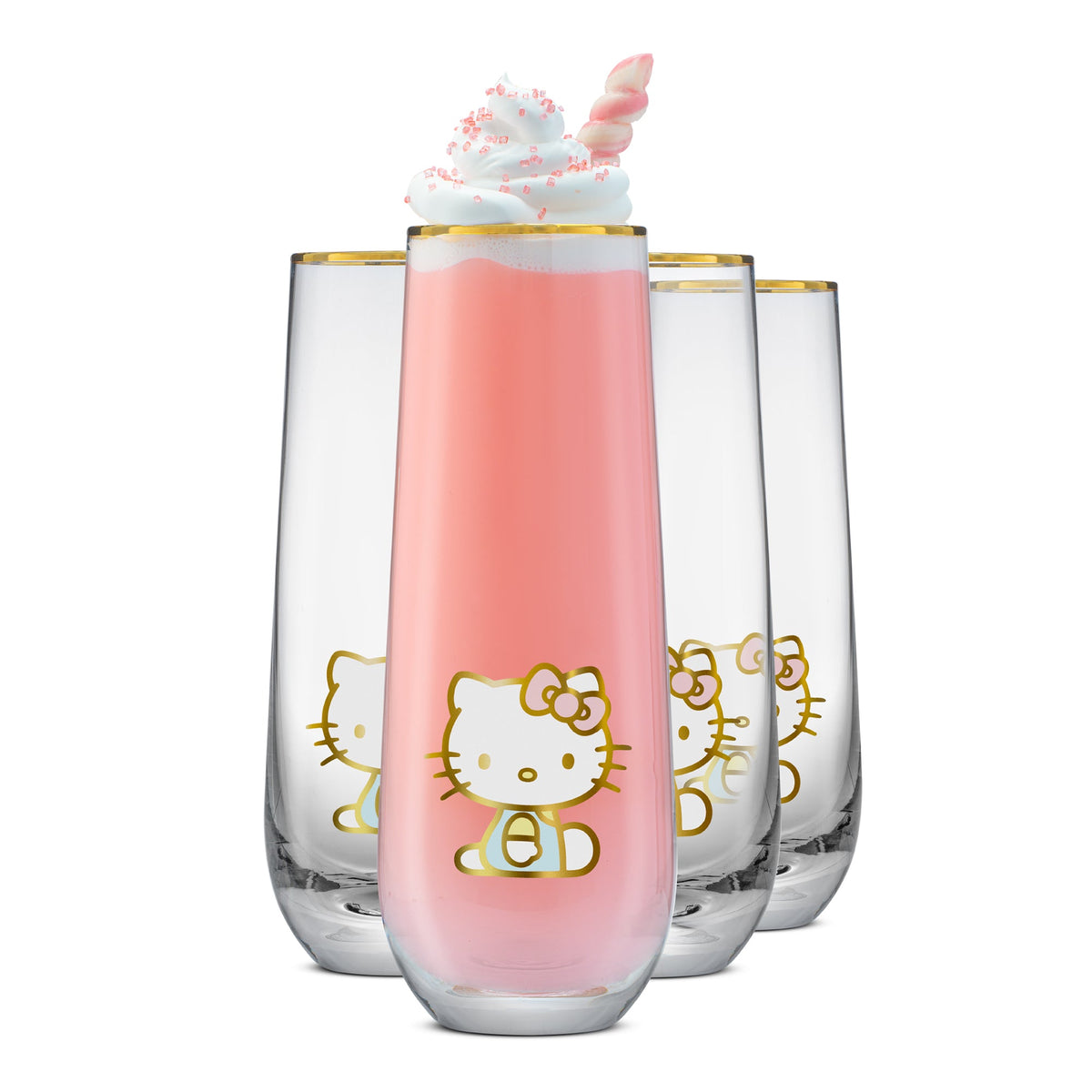 Hello Kitty Stay Gold Stemless Flutes (Set of 4) Home Goods JoyJolt   