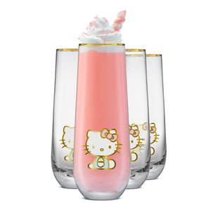 Hello Kitty Stay Gold Stemless Flutes (Set of 4) Home Goods JoyJolt   