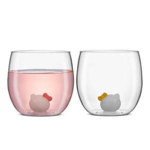 Hello Kitty and Mimmy 3D Icon Short Drinking Glasses (Set of 2) Home Goods JoyJolt   