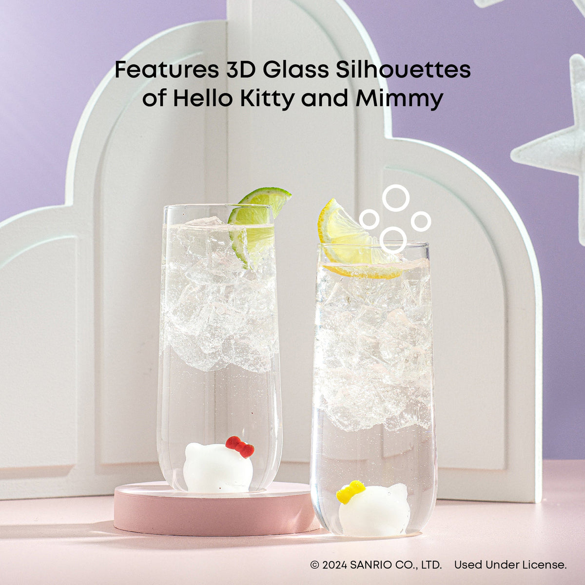 Hello Kitty and Mimmy 3D Icon Tall Drinking Glasses (Set of 2) Home Goods JoyJolt   