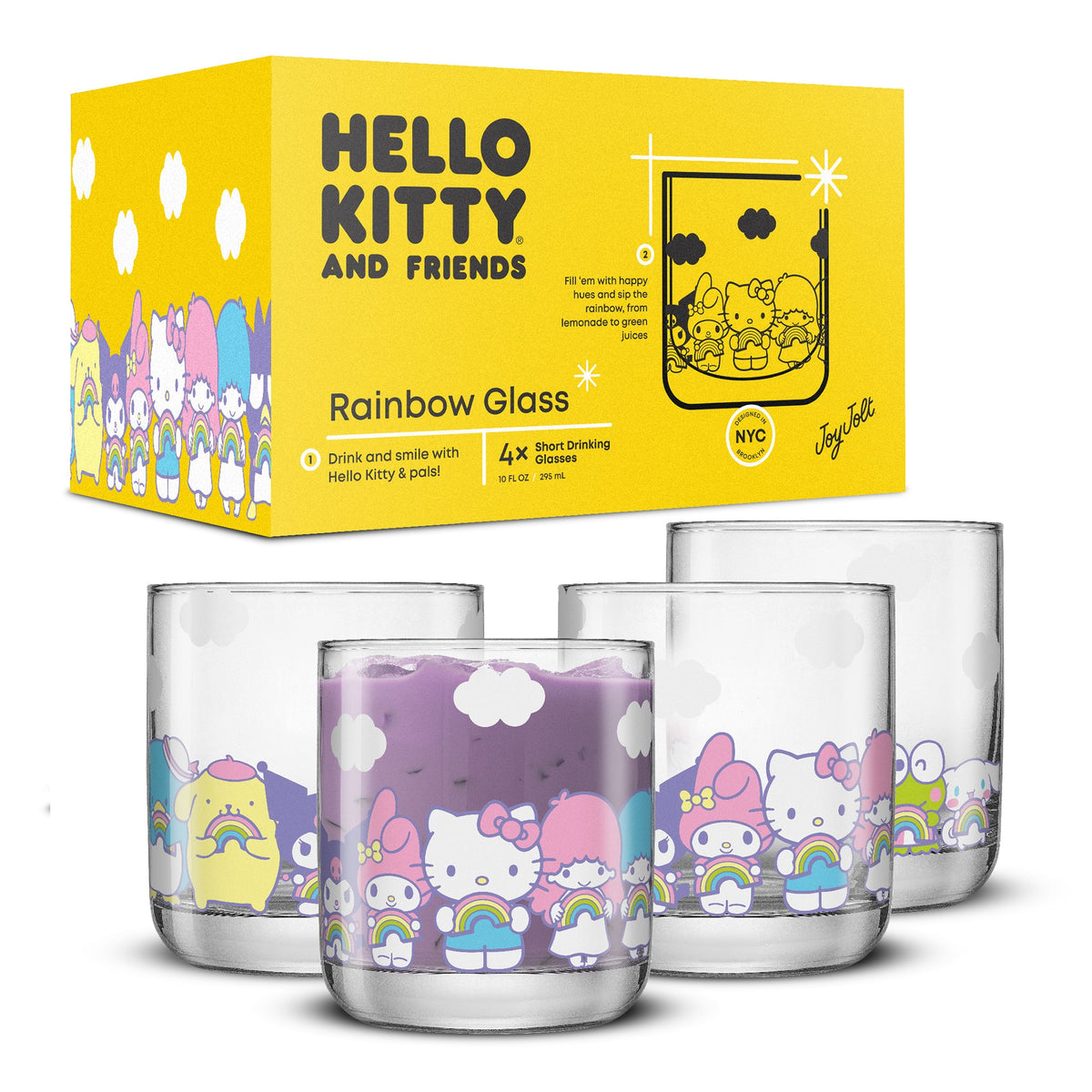 Hello Kitty and Friends Rainbow Short Drinking Glasses (Set of 4) Home Goods JoyJolt   