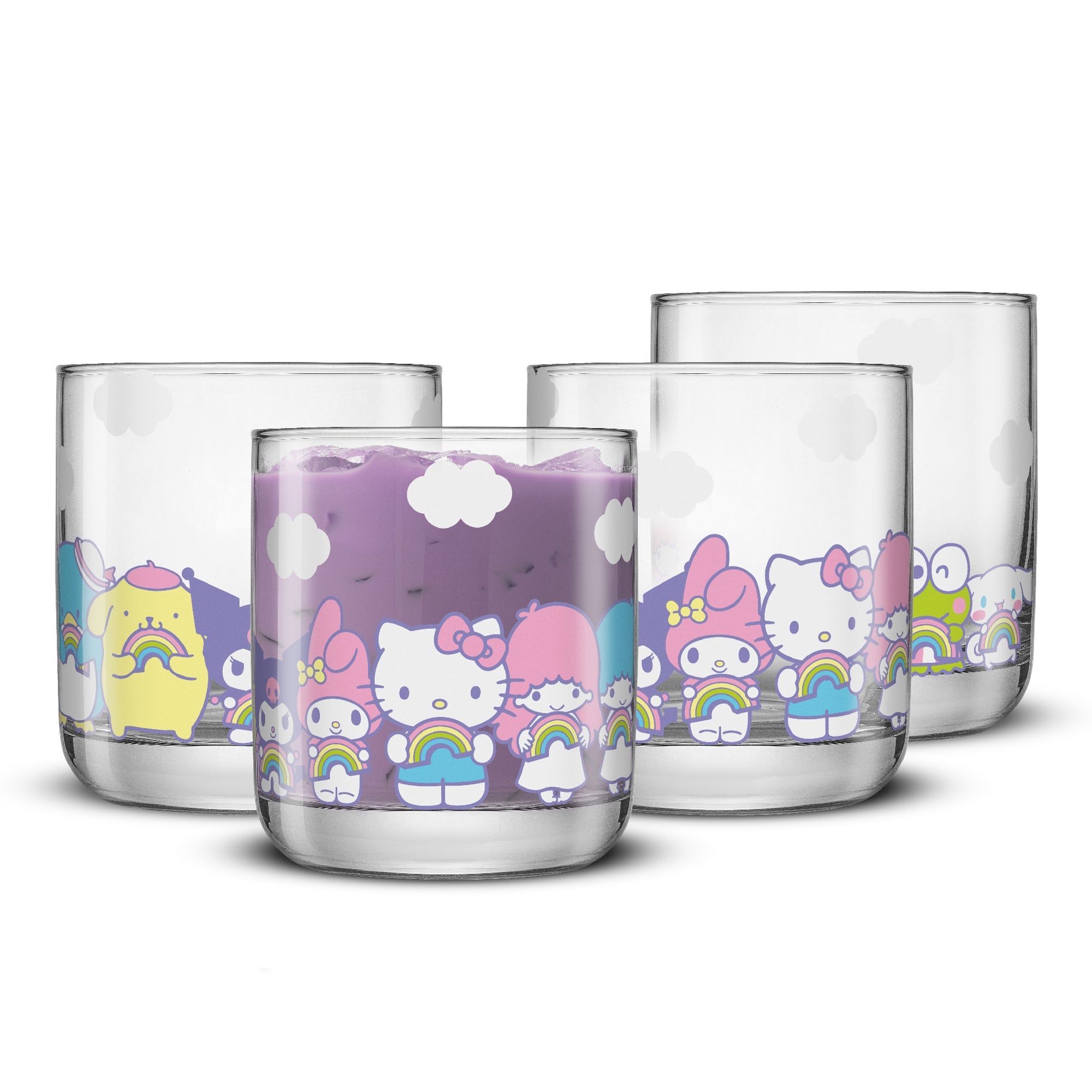 Hello Kitty and Friends Rainbow Short Drinking Glasses (Set of 4) Home Goods JoyJolt   