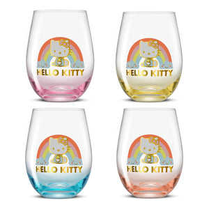 Hello Kitty Sweet Rainbow Stemless Glasses (Set of 4) Home Goods JoyJolt   