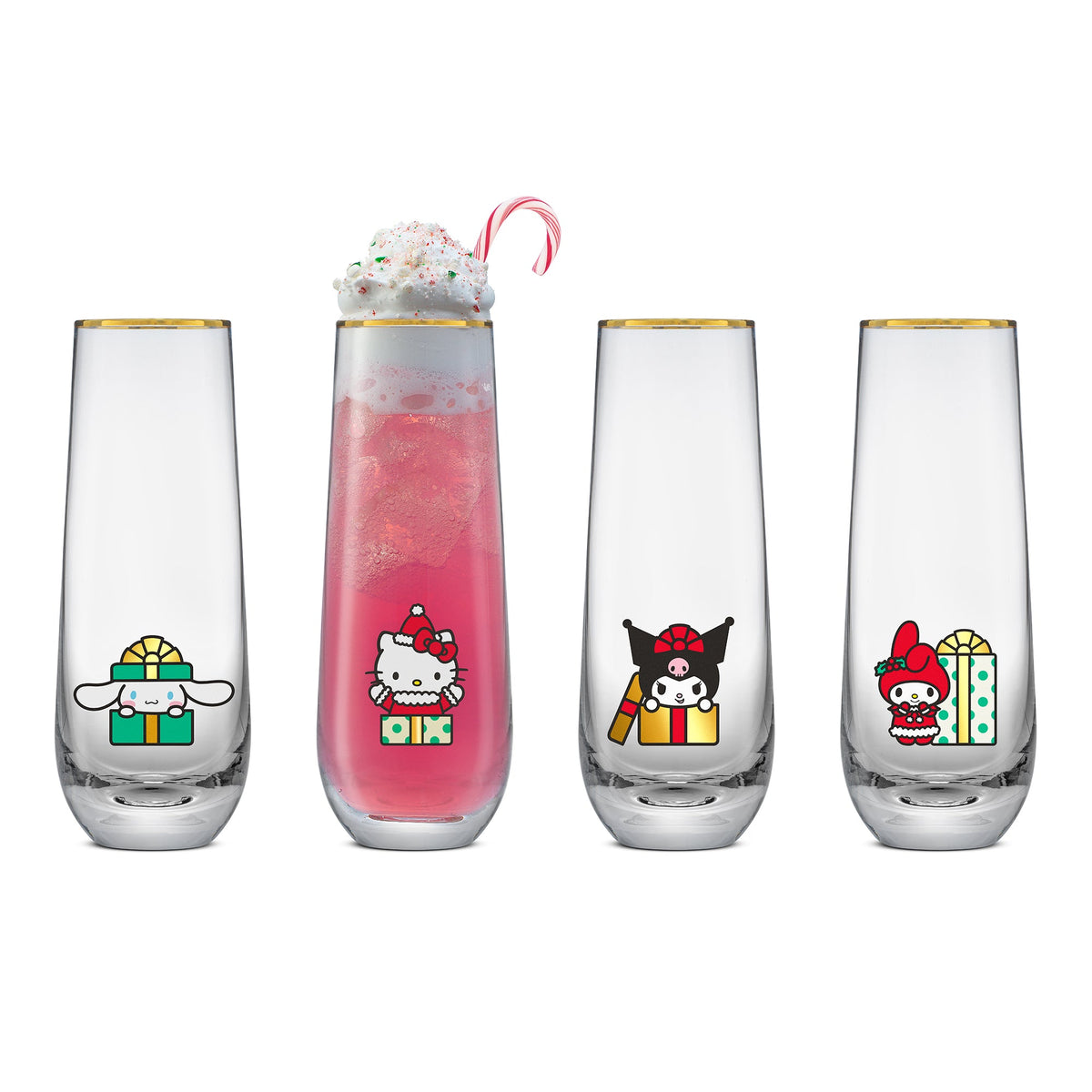 Hello Kitty® and Friends Holiday Stemless Flutes JoyJolt