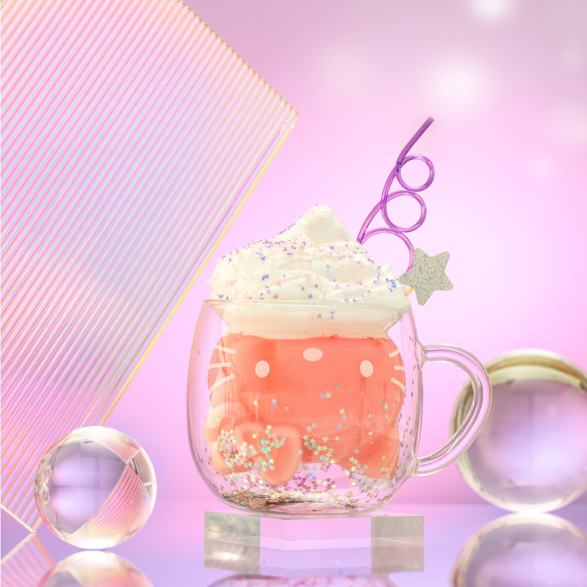 Hello Kitty 50th Anniversary Limited Edition 3D Double Wall Glass Mug Home Goods JoyJolt   