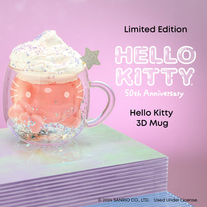 Hello Kitty 50th Anniversary Limited Edition 3D Double Wall Glass Mug Home Goods JoyJolt   