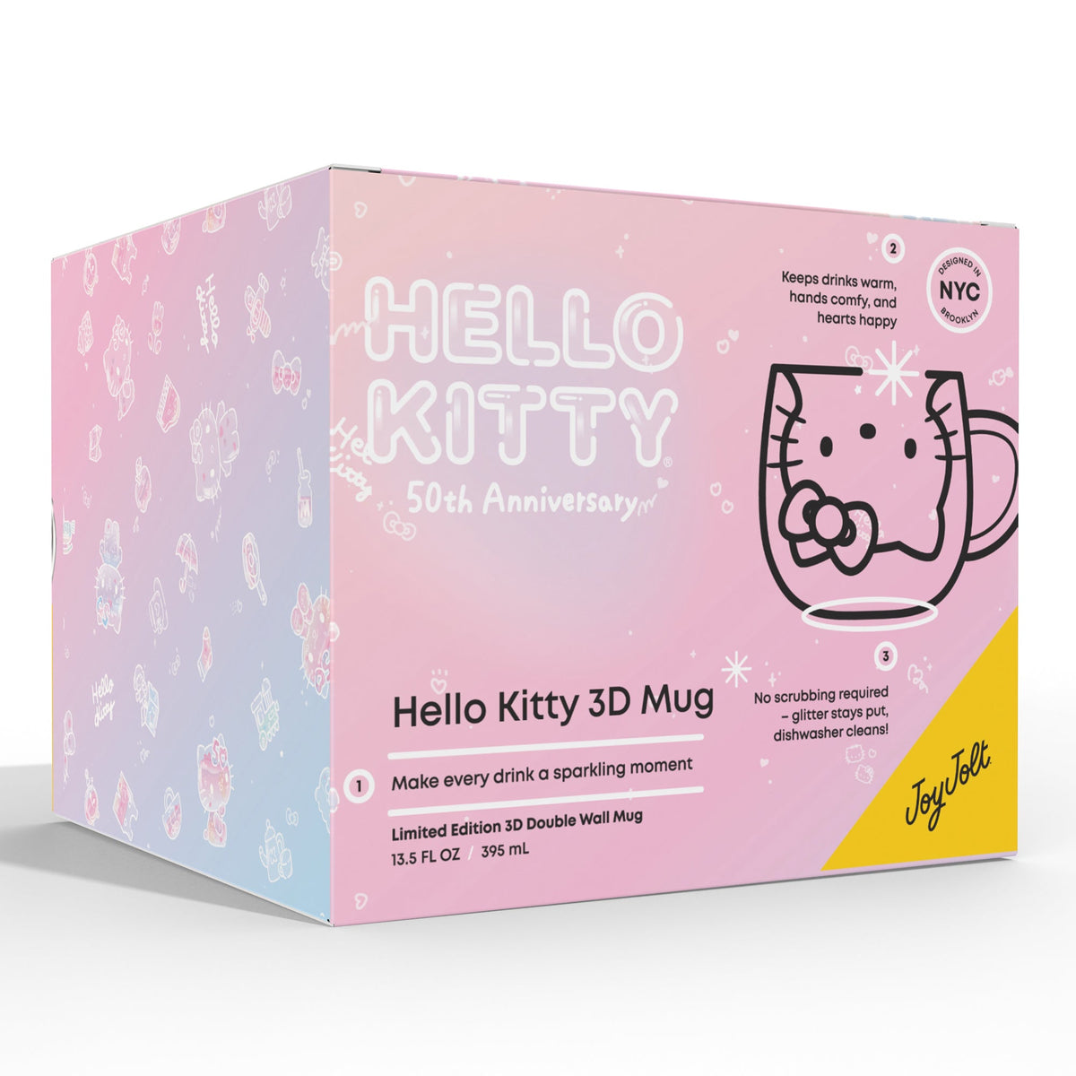 Hello Kitty 50th Anniversary Limited Edition 3D Double Wall Glass Mug Home Goods JoyJolt   