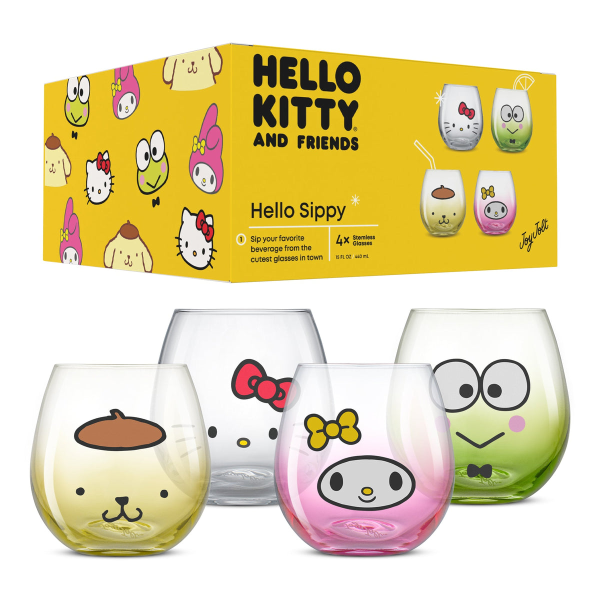 Hello Kitty and Friends Hello Sippy Stemless Glasses (Set of 4) Home Goods JoyJolt   