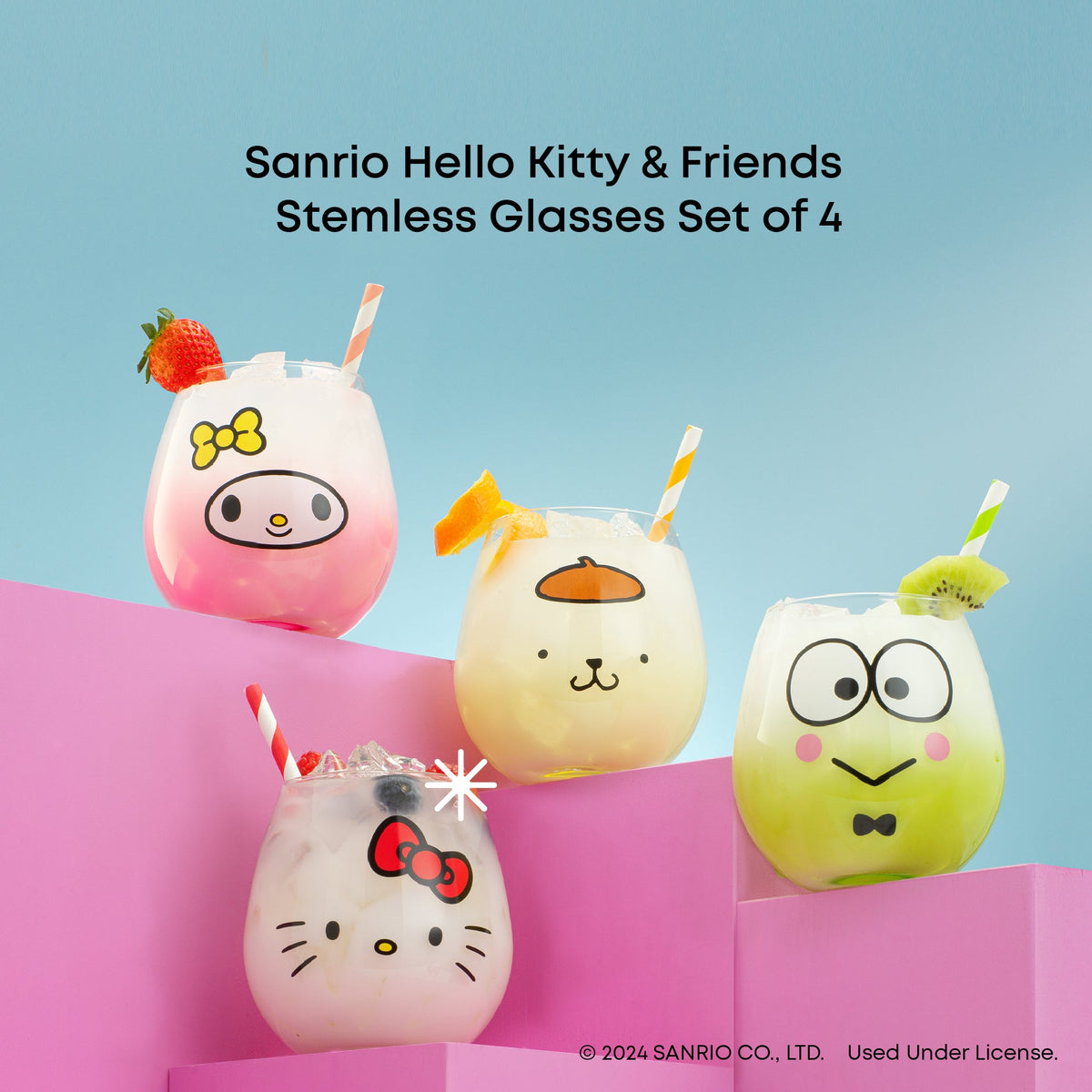 Hello Kitty and Friends Hello Sippy Stemless Glasses (Set of 4) Home Goods JoyJolt   