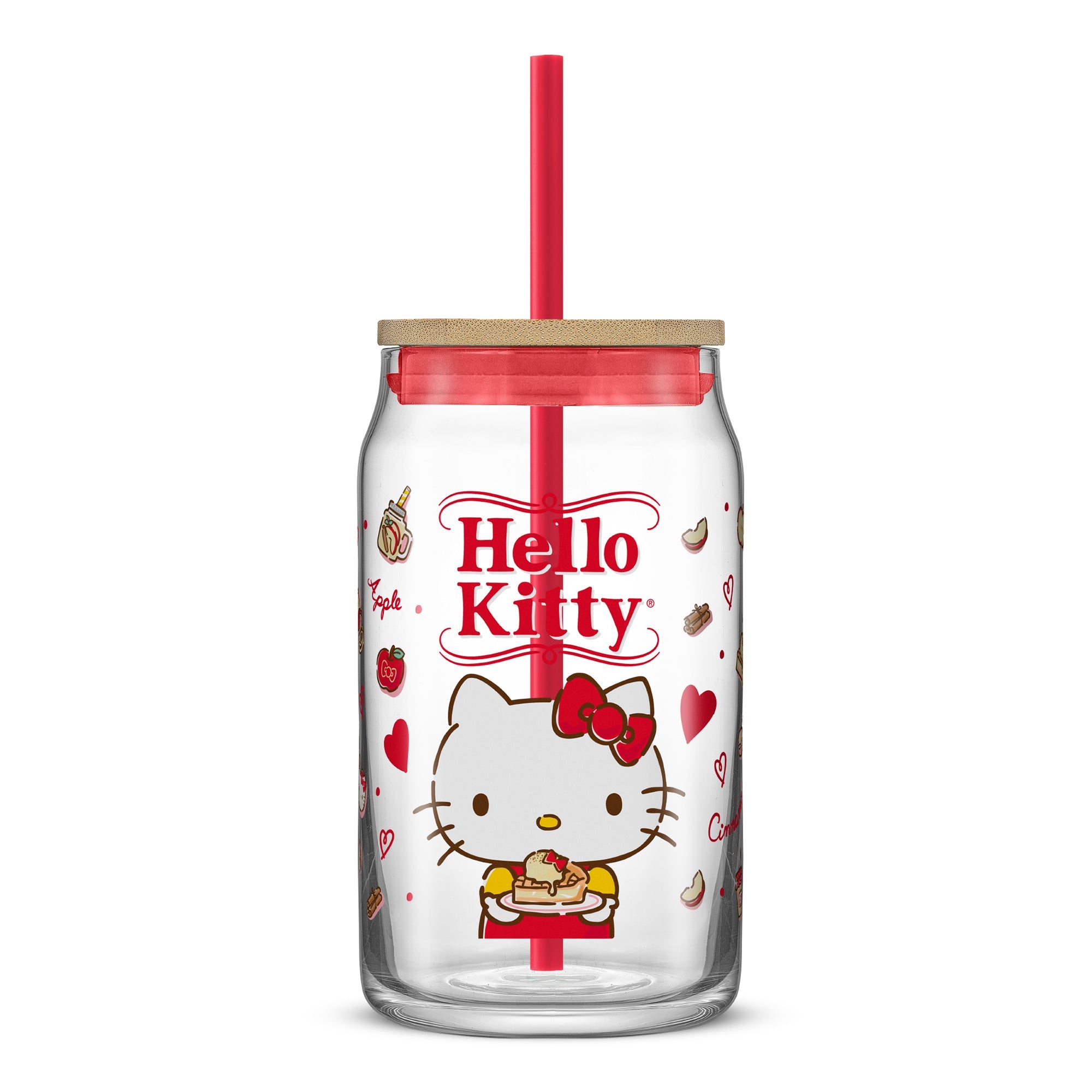 Hello Kitty Favorite Flavor Lidded Glass Tumbler Home Goods JoyJolt Hello Kitty  