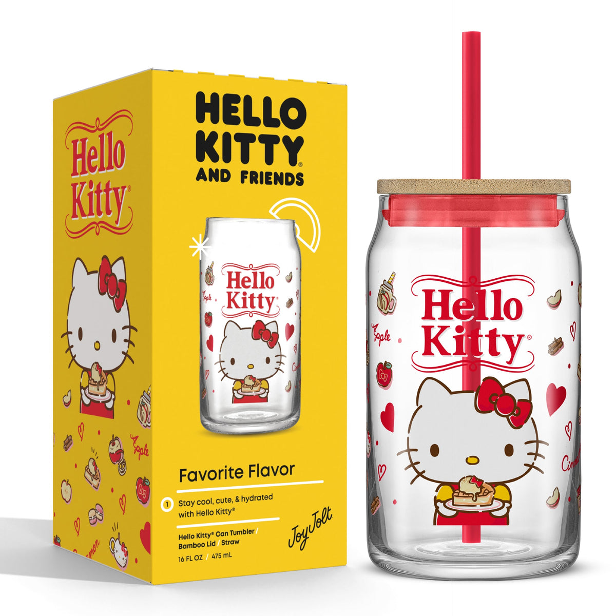 Hello Kitty Favorite Flavor Lidded Glass Tumbler Home Goods JoyJolt   