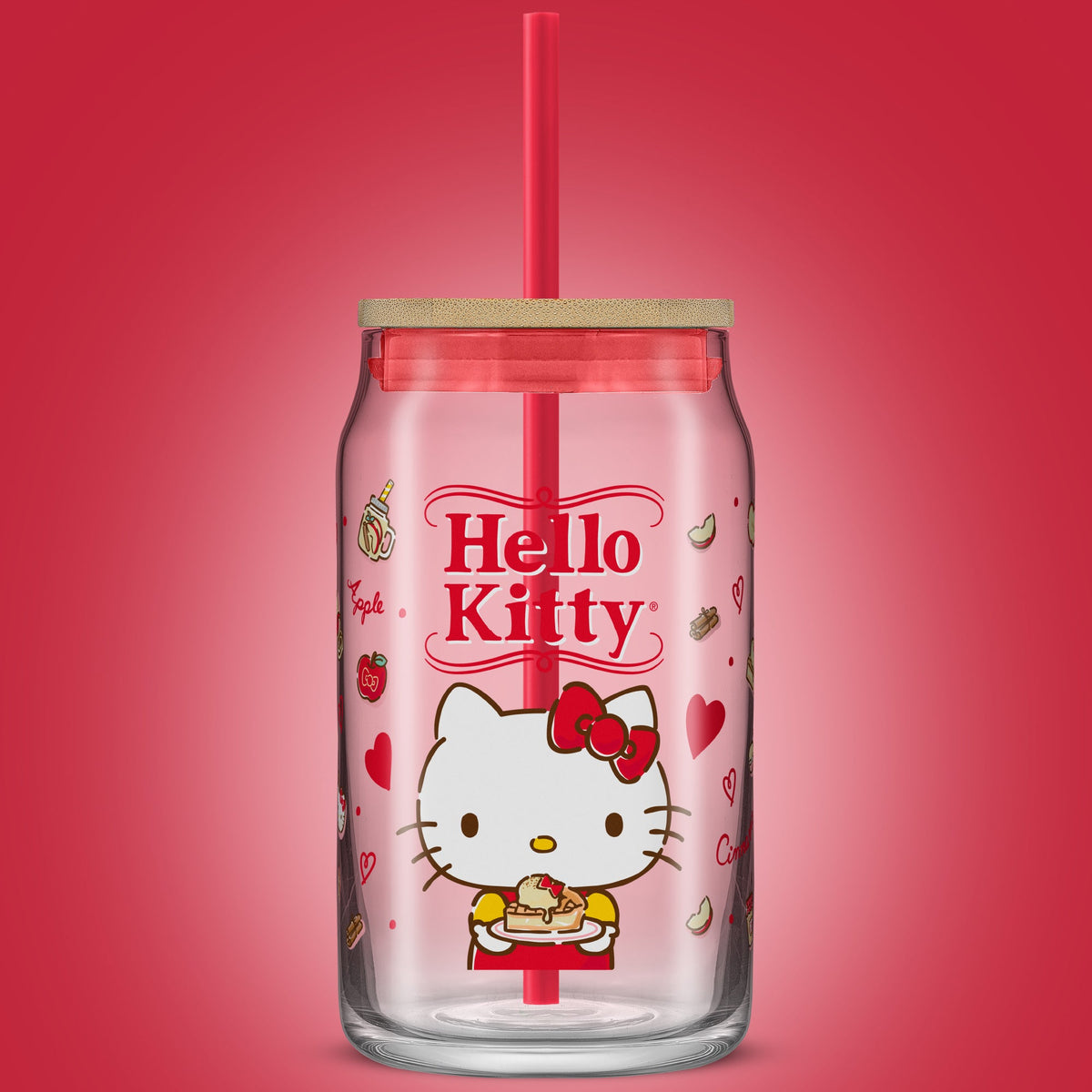 Hello Kitty Favorite Flavor Lidded Glass Tumbler Home Goods JoyJolt   