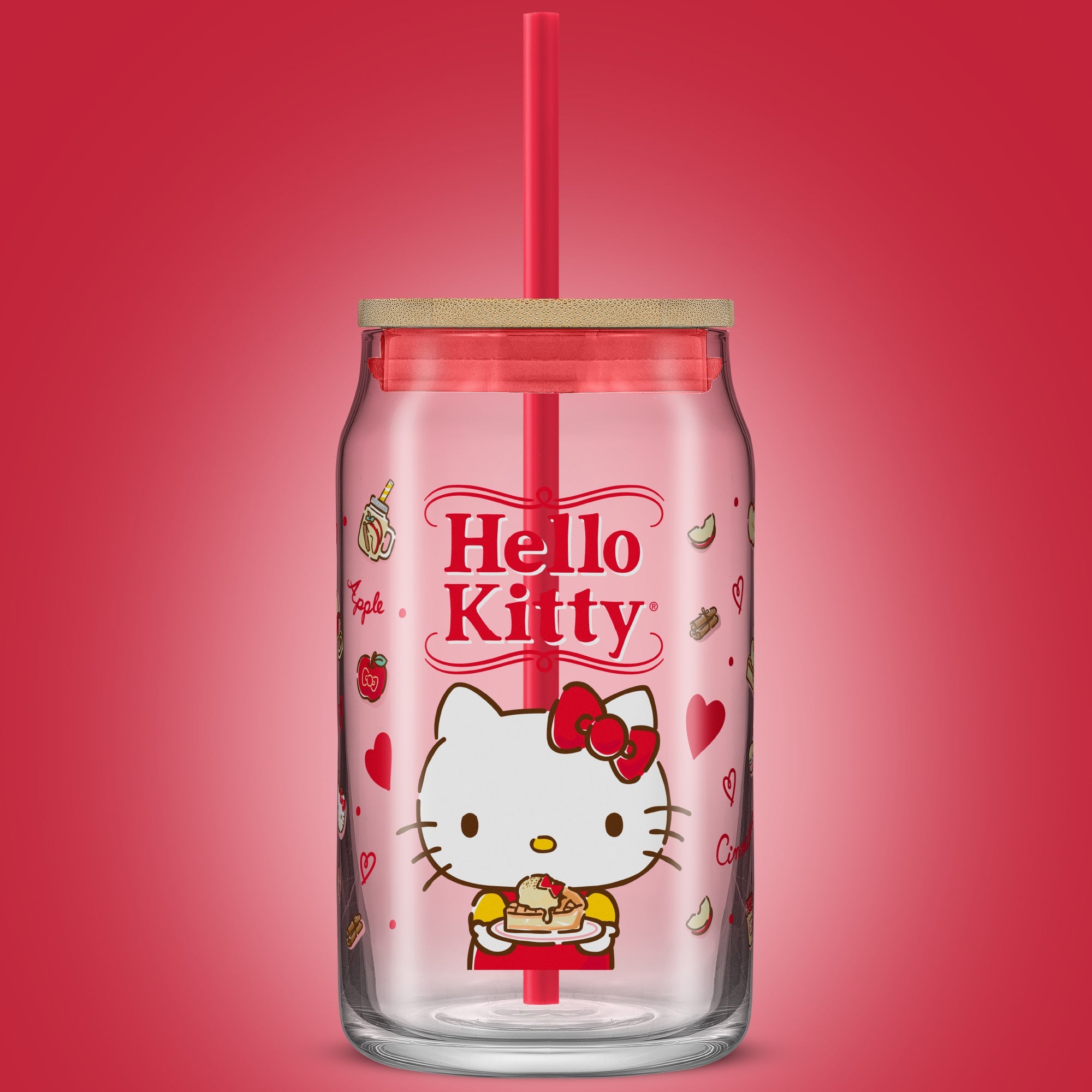 Hello Kitty Favorite Flavor Lidded Glass Tumbler Home Goods JoyJolt Hello Kitty  