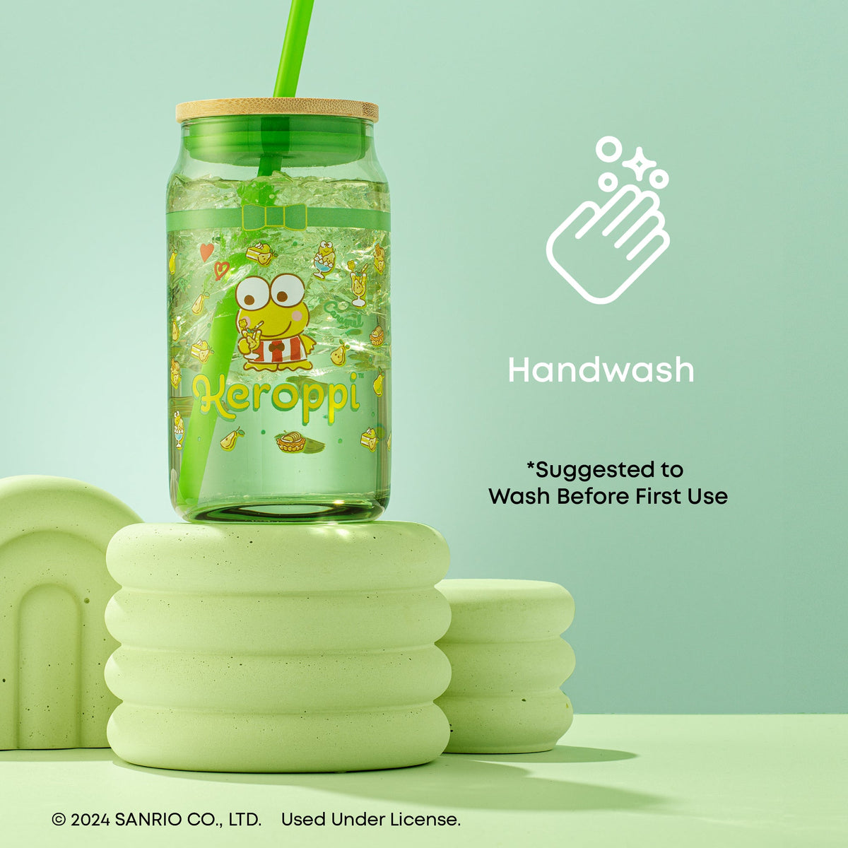 Keroppi Favorite Flavor Lidded Glass Tumbler Home Goods JoyJolt   