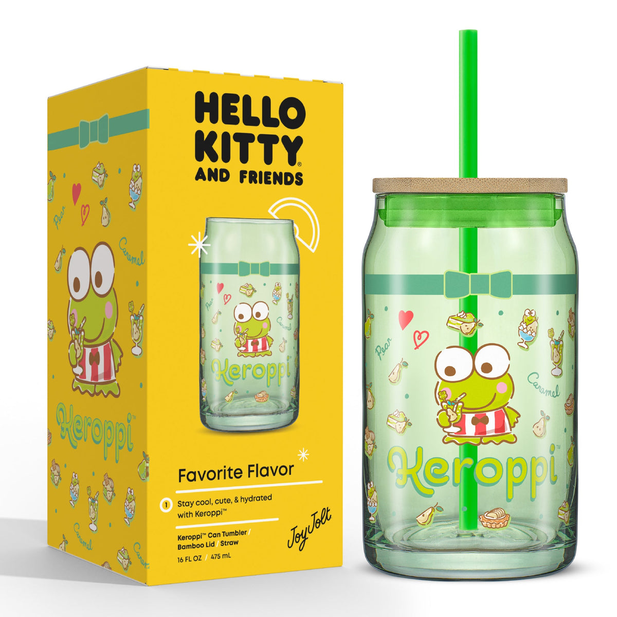 Keroppi Favorite Flavor Lidded Glass Tumbler Home Goods JoyJolt   