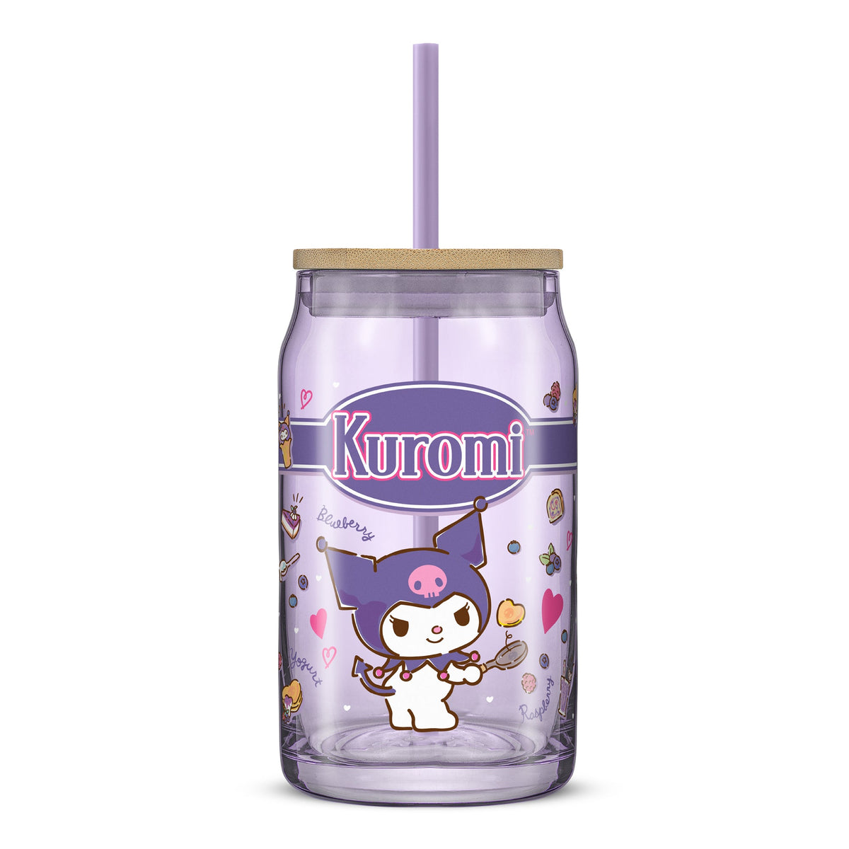 Kuromi Favorite Flavor Lidded Glass Tumbler Home Goods JoyJolt   