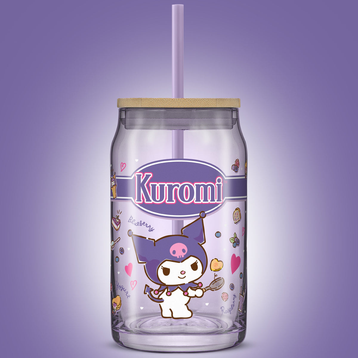 Kuromi Favorite Flavor Lidded Glass Tumbler Home Goods JoyJolt   