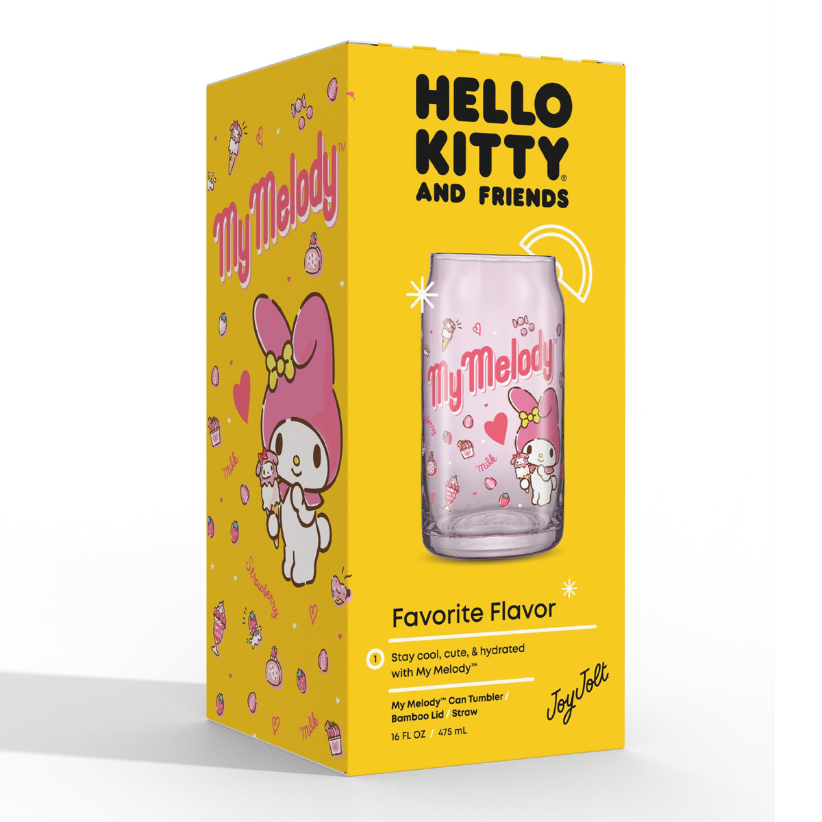 My Melody Favorite Flavor Lidded Glass Tumbler Home Goods JoyJolt   