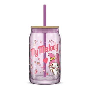 My Melody Favorite Flavor Lidded Glass Tumbler Home Goods JoyJolt   