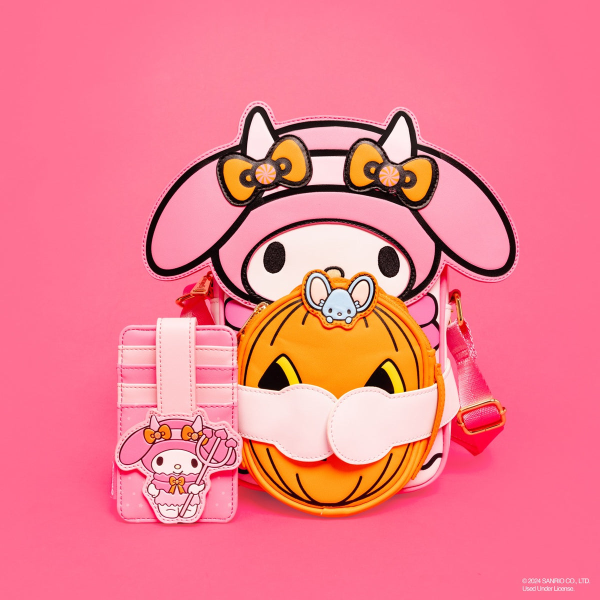 My Melody x Loungefly Pumpkin Crossbuddies Bag Bags Loungefly   