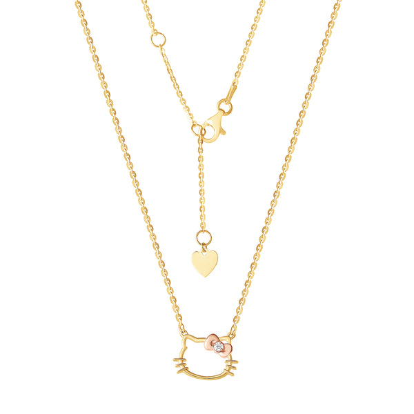 Hello Kitty Gold Plated Silhouette Diamond Necklace