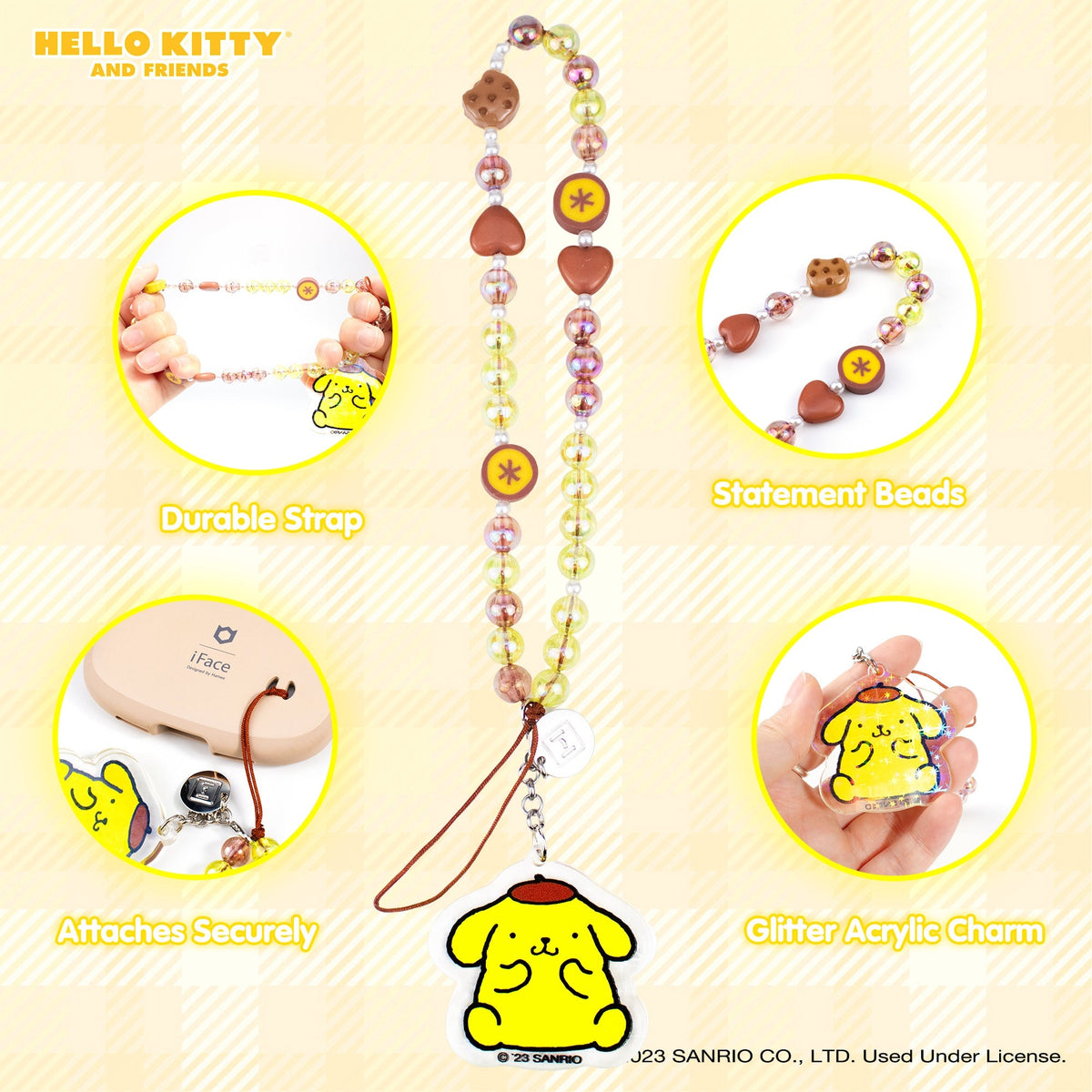 Sanrio Cinnamoroll Beaded Charm Mobile Phone Wrist Strap