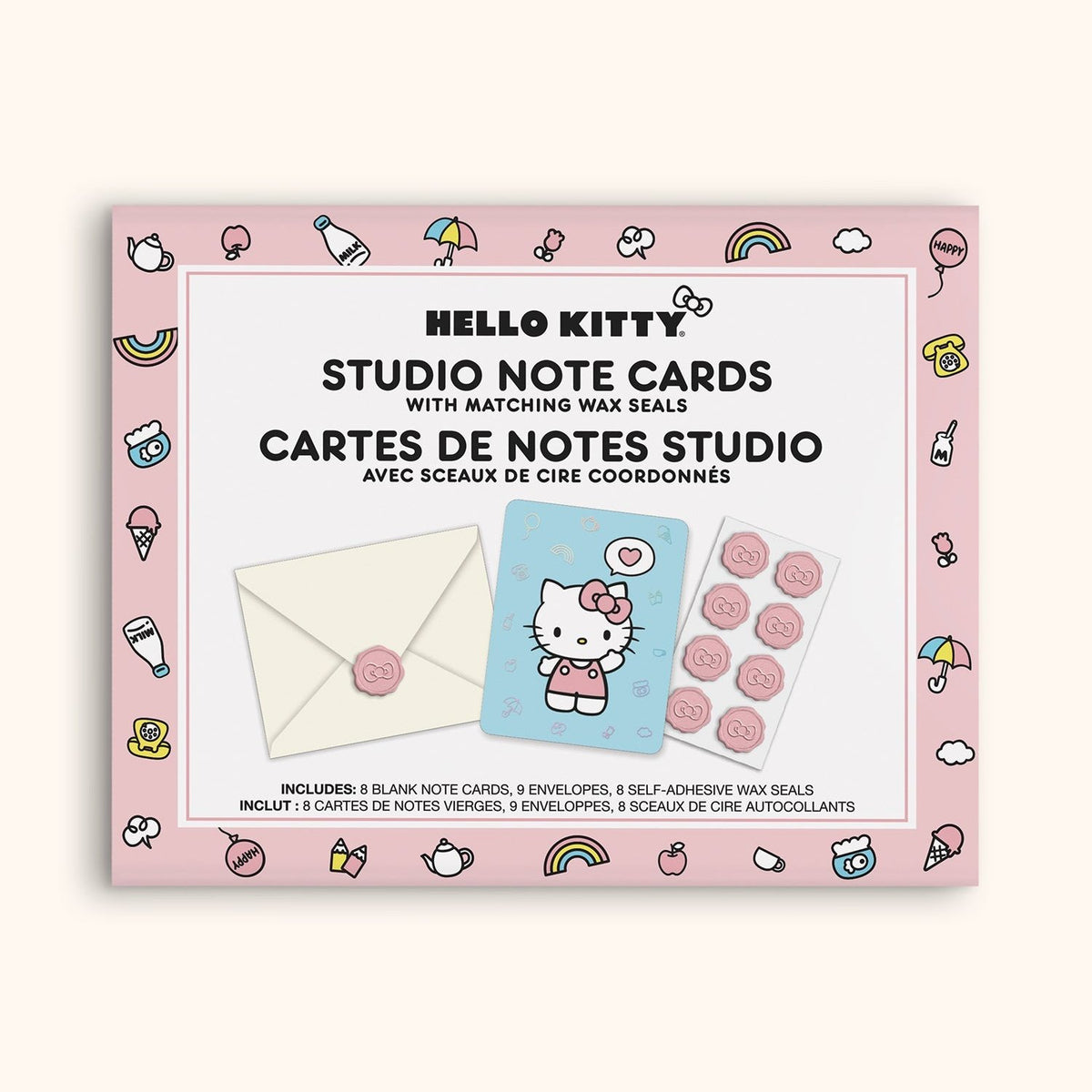 Hello Kitty x Studio Oh! Classic Pink 25-Pc Note Cards &amp; Wax Seals Set Stationery Studio Oh!   