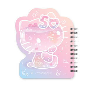 Hello Kitty x Studio Oh! 50th Anniversary Die-Cut Spiral Notebook Stationery Orange Circle   