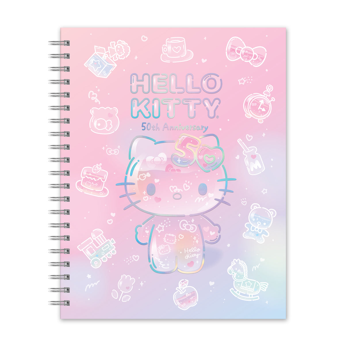 Hello Kitty x Studio Oh! 50th Anniversary Extra-Large Spiral Notebook &amp; Sticker Sheet Stationery Orange Circle   