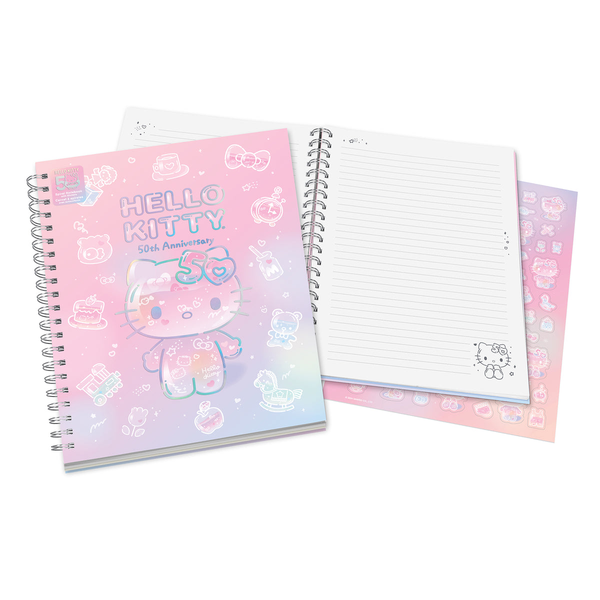 Hello Kitty x Studio Oh! 50th Anniversary Extra-Large Spiral Notebook &amp; Sticker Sheet Stationery Studio Oh!   