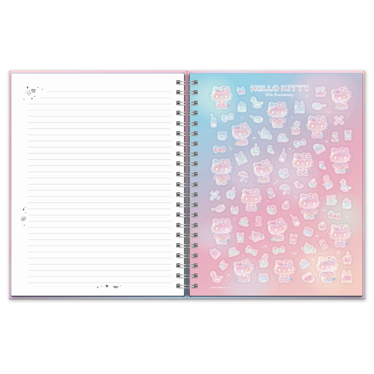 Hello Kitty x Studio Oh! 50th Anniversary Extra-Large Spiral Notebook &amp; Sticker Sheet Stationery Studio Oh!   