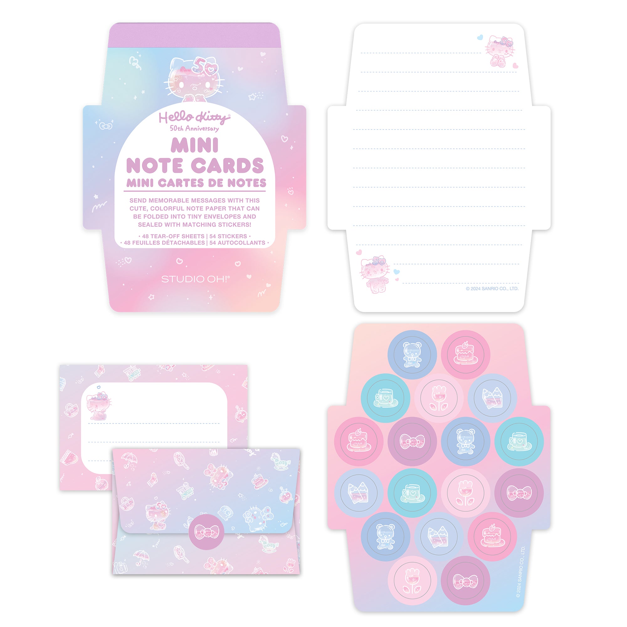 Hello Kitty x Studio Oh! 50th Anniversary Mini Note Cards and Sticker Set Stationery Orange Circle   