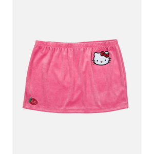 Hello Kitty x Dumbgood Pink Velour Mini Skirt (50th Anniv.) Apparel BIOWORLD   